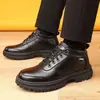 Zapatos de Algodón de Invierno para Hombre, Zapatos Casuales de Cuero, Botas de Algodón Impermeables Cálidas Engrosadas de Terciopelo, Botas de Nieve con Piel Integrada, Zapatos para Hombre