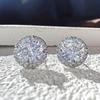 Pendientes redondos de estilo coreano con incrustaciones de circonita y diamantes superbrillantes, de acero de titanio, cobre y plata, chapados en plata, para perforación de hueso de la oreja, joyería de alta gama