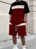 Verano 2025 Nuevo Casual Combinable Moda Masculina Cuello Redondo Manga Corta Camiseta Pantalones Cortos Traje de Dos Piezas Impresión 3D