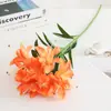 Lírio Simuladp Transfronteiriço 3 Cabeças Multi-Cabeças Atacado Display de Mesa Flor Decorativa Lírio Selvagem Simuladp Buquê de Casamento