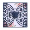 Tarjetas de felicitación para bodas y festividades cortadas a láser con diseños florales, papel perlado, invitaciones de mariposa tridimensionales blanco hielo, stock de fábrica estilo europeo