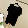 Camiseta base de modal color caramelo estilo coreano, cuello redondo, manga corta, cuello en U grande, camiseta básica holgada para mujer, primavera y verano
