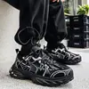 Tênis dad da moda e estilosos para homens, tênis esportivos juvenis de outono, com malha respirável, biqueira larga, sola grossa, versátil, para uso casual ao ar livre
