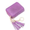 Billetera corta para mujer con borlas y múltiples ranuras para tarjetas, monedero compacto de doble capa con cremallera, estilo retro europeo y americano