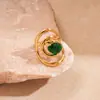 Anel Aberto Oval em Espiral de Aço Inoxidável com Zircônia Metálica Europeu e Americano Simples Elegante Nicho Joia de Mão de Alta Qualidade