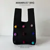 Bolso Lindo Estilo Coreano con Pompones, Bolso Tote Versátil de Punto, Bolso de Hombro para Exteriores, Bolso de Muñeca, Hecho a Medida