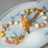 Pulseira Bodhi Multi-Tesouro de Dezoito Sementes de Primeira Linha, Joia de Sândalo Gatinho Trazedor de Sorte, Pulseira com Pingente de Contas Budistas, Contas de Oração