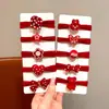 Cuerda para el pelo roja Ancora para niños Accesorios para el pelo de Año Nuevo Banda para el pelo Anillo para el pelo de alta elasticidad Cuerda para el pelo Tocado para niñas
