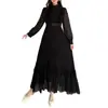Vestido Longo Plissado Elegante Estilo Francês Feminino Verão Novo Flor Tridimensional Decorativa Amarração na Cintura Vestido de Nicho