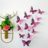 Criativo dez cores colorido bonito oco borboleta 3D tridimensional autoadesivo adesivos de parede decoração de casa adesivos LK04