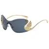 Gafas de sol sin montura de una sola pieza estilo 2026, Gafas de sol para mujer con patillas de cisne a la moda, Gafas de sol Y2K casuales y versátiles