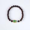 Cuentas de rosario de madera de palo de rosa natural con calabaza pequeña esmaltada con incrustaciones de oro arena, pulsera de un solo círculo para mujer, joyería de cuentas de madera al por mayor