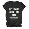 Mi Corazón Está en Ese Sitio Independiente de Deseos Estilo Europeo y Americano Camiseta Casual Simple de Manga Corta con Cuello Redondo para Mujer para Exportación