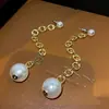 Un Par de Aretes Largos con Borlas y Perlas, Elegantes y Únicos Aretes de Cadena, Accesorios para Orejas de Nicho de Estilo Influencer, Modernos y Distintivos