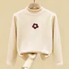 Camada de base estilosa com forro de fleece para meninas, coleção outono/inverno 2026, nova blusa infantil de manga longa, camiseta de bebê