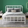Cama de Hierro Moderna, Sencilla y Económica, Cama Individual de 1.35m para Dormitorio, Apartamento de Alquiler, Uso Doméstico, Cama con Estructura de Hierro