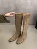 Botas versátiles de caña alta con punta cuadrada para otoño 2026, botas hasta la rodilla, nuevas botas estilo caballero de gamuza para mujer, estilo francés