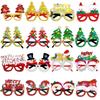 Gafas Luminosas de Dibujos Animados de Navidad Decoración Navideña Suministros para Fiesta Feliz Año Nuevo Letra Luz LED Marco de Gafas