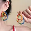 Novo design de nicho, brincos de contas de pedra natural em estilo chinês para mulheres, 2025, novo estilo retrô, temperamento, contraste de cores