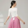Top de práctica de baile para mujer con tirantes, manga larga y corta, ropa clásica de danza, ballet, entrenamiento corporal moderno para adultos