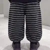 Pantalones de Rayas Estilo Linterna para Niños Primavera y Otoño Estilo Coreano Pantalones Casuales Sueltos Bonitos para Niños Pequeños y Niños Pequeños Pantalones Elegantes Comercio Exterior