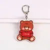 Chaveiro de acrílico transparente dupla face urso de desenho animado macio fofo estilo ins da Coreia do Sul acessórios de pingente para mochila escolar
