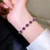Pulsera de Corazón con Circonita Morada Moda Nicho Minimalista Pulsera Lujo Ligero Temperamento Celebridad de Internet Regalo para Mejor Amiga Joyería para Mujeres