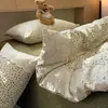 2026 Nuevo Conjunto de Cuatro Piezas de Lino Simple Vintage con Estampado y Encaje, Amigable con la Piel