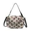 Bolsa Leopardo da Moda para Mulheres, Bolsa de Mão de Pelo de Coelho, Bolsa Transversal com Corrente Tendência Outono e Inverno, Bolsa de Pelúcia