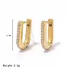 Pendientes de acero de titanio transfronterizos simples en forma de U con incrustaciones de circonita estilo ins temperamento pendientes de alta gama venta al por mayor