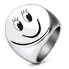 Anillo de Acero Inoxidable de Moda con Cara Sonriente Grabada con Láser Redonda de 22 mm, Venta Caliente Transfronteriza Europea y Americana en Amazon, Venta al por Mayor