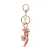 Pingente de Chaveiro de Carro Leopardo Europeu e Americano Moda Temperamento Completo Diamante Acessório Chaveiro Corrente de Bolsa Ornamento Pendurado