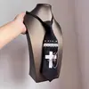 Gravata de Renda Cruzada Bordada Estilo Academia Japonesa, Decoração para Camisa Sem Gravata, Gravata Borboleta Uniforme Escuro, Acessório de Alto Padrão