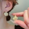 Pendientes de borlas estilo coreano con aguja plateada de alta calidad, estilo francés, perla de imitación, estilo retro, pendientes de nicho con piedra de ojo de gato para mujer.