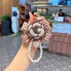 Nuevo Estilo Cadena de Perlas Moda Pedrería Camelia Llavero para Coche Personalidad Creativa Estilo Coreano Colgante Decoración para Bolso para Mujeres