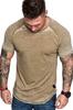 Nueva Camiseta Casual para Hombre con Textura Arrugada de Color Sólido Camiseta Casual Deportiva de Moda de Manga Corta Verano