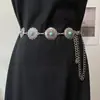 Corrente de Cintura Transfronteiriça Feminina Decorativa Fina Simples e Versátil Vestido Estilo Étnico Prata Corrente de Ferro Moda Cinto de Saia