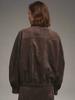 Chaqueta bomber americana de cuero con solapa, nueva moda Amazon 2025 para mujer
