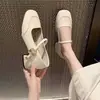 Populares Zapatos Mary Jane Franceses para Mujer, Nuevo Estilo Verano 2026 Zapatos de Tacón Grueso de una Sola Hebilla, Zapatos Pequeños de Cuero, Tacones Altos Versátiles JK