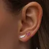 Pendientes de Corazón Pequeño Rojo con Diamantes Brillantes de Plata de Ley S925 Transfronterizos Europeos y Americanos, Pendientes Elegantes Versátiles en Forma de Corazón, Accesorios de Oreja de Moda para Mujer