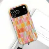 Funda de Teléfono Vertical a Rayas Cuadros Macarrón Acuarela para Apple 18Pm, Funda con Película Magnética Estilo Fresco Pintado a Mano para iPhone 17