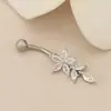 Anillo para el ombligo con borla de flor incrustado con circonita joyería para piercing corporal clavo de ombligo sexy moda para chica hot todo-partido hebilla de ombligo