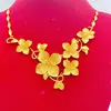 Colar Feminino Banhado a Ouro Vietnamita, Conjunto de Corrente Floral Nova Moda, Joias de Latão Banhado a Ouro Direto do Fabricante