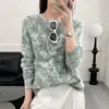 Blusa Térmica Escovada para Mulheres, Gola Redonda, Mistura de Seda e Caxemira, Roupa Íntima, Estampa Color Block, Estilosa, Manga Longa, Suéter de Puxar