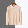 Suéter masculino de malha modal com gola polo estiloso para uso casual de negócios, importado, corte solto, luxo leve, camada base plus size para negócios