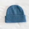 Gorro de tricô de camada dupla, espessado, para outono e inverno, feito de lã pura, cor sólida, com aba simples, adequado para atividades ao ar livre, esqui e para fornecer calor e proteção para as orelhas