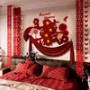 Set de decoración de ambiente para habitación de boda con grandes caracteres de "doble felicidad" para la sala de estar, sofá, dormitorio y cabecero del novio y la novia, ofreciendo un toque decorativo de alta gama