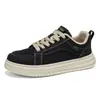 Zapatillas de plataforma retro estilo callejero, colección de otoño, casual para hombre, ligeras, parte superior de cuero, transpirables, duraderas y antideslizantes, perfectas para ir al trabajo y para el uso diario