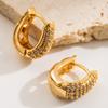 Arete de Cobre Fino con Microincrustaciones de Circonita Nuevo Oval Transfronterizo Estilo Nicho Círculo Pequeño Moda Hebilla de Oreja Estilo Francés para Mujer