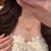 Colar de Luxo Leve Estilo Retrô de Alta Qualidade com Laço Cravejado de Strass, Super Brilhante, Moderno, de Nicho, Exquisito e Elegante Corrente para Clavícula
